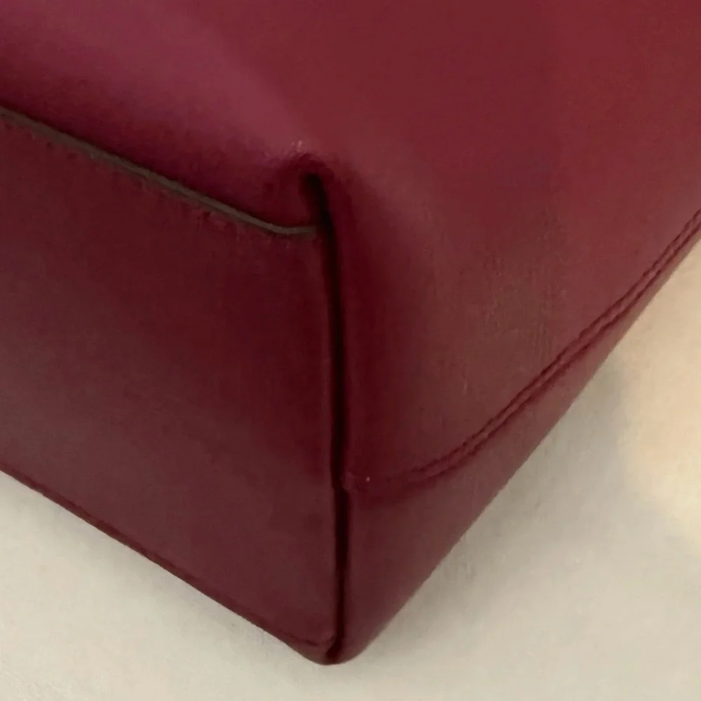 Kate Spade Patrice Satchel Crossbody Bag Deep Red Cranberry Leather - Picture 13 of 16